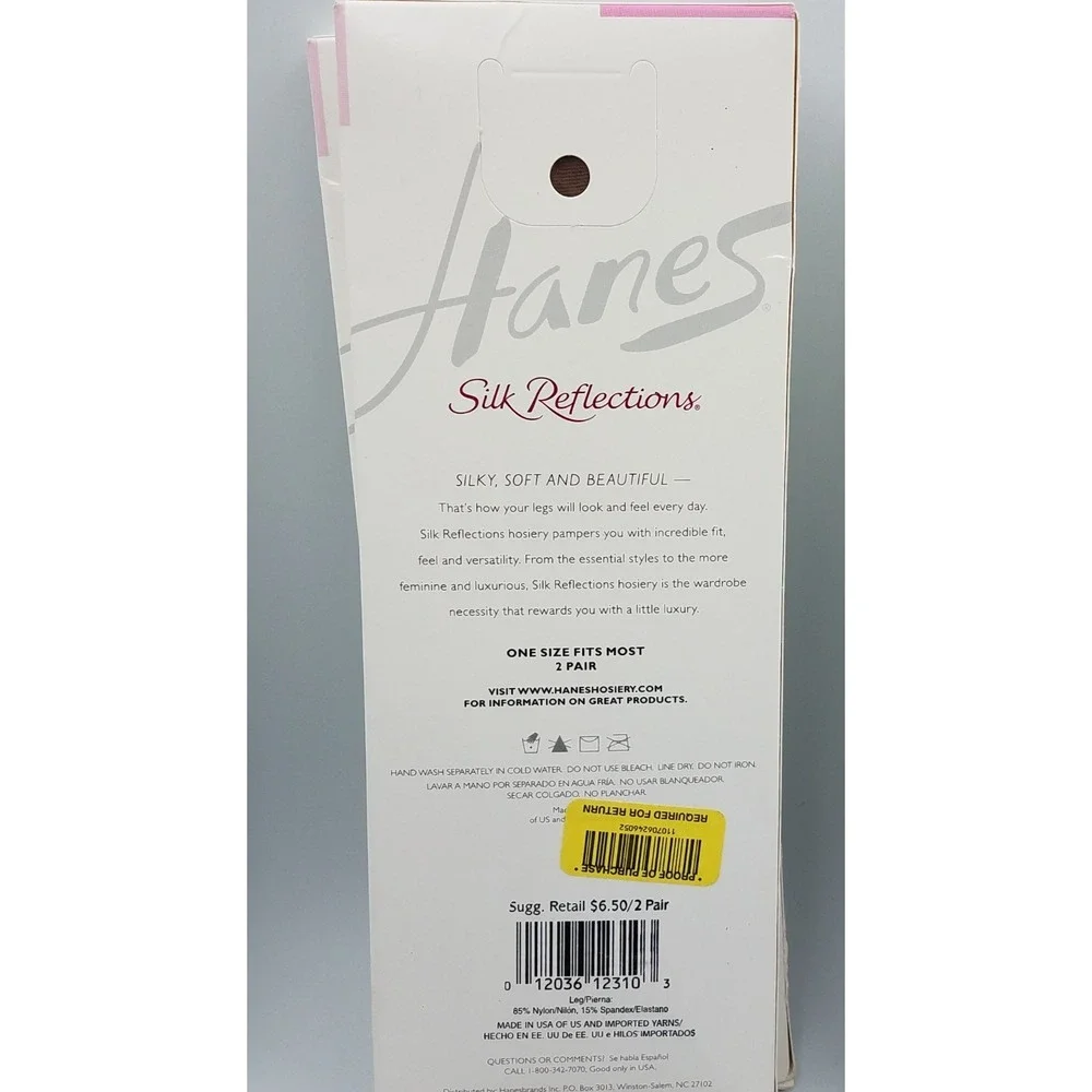 Hanes Silk Reflections‎ Silky Sheer Knee Highs Sheer Toe Barely There - 2 Pair